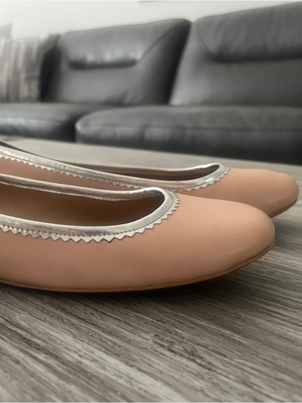 Coach Leather Ballet Flats with Silver Trim | Like New | Balletcore